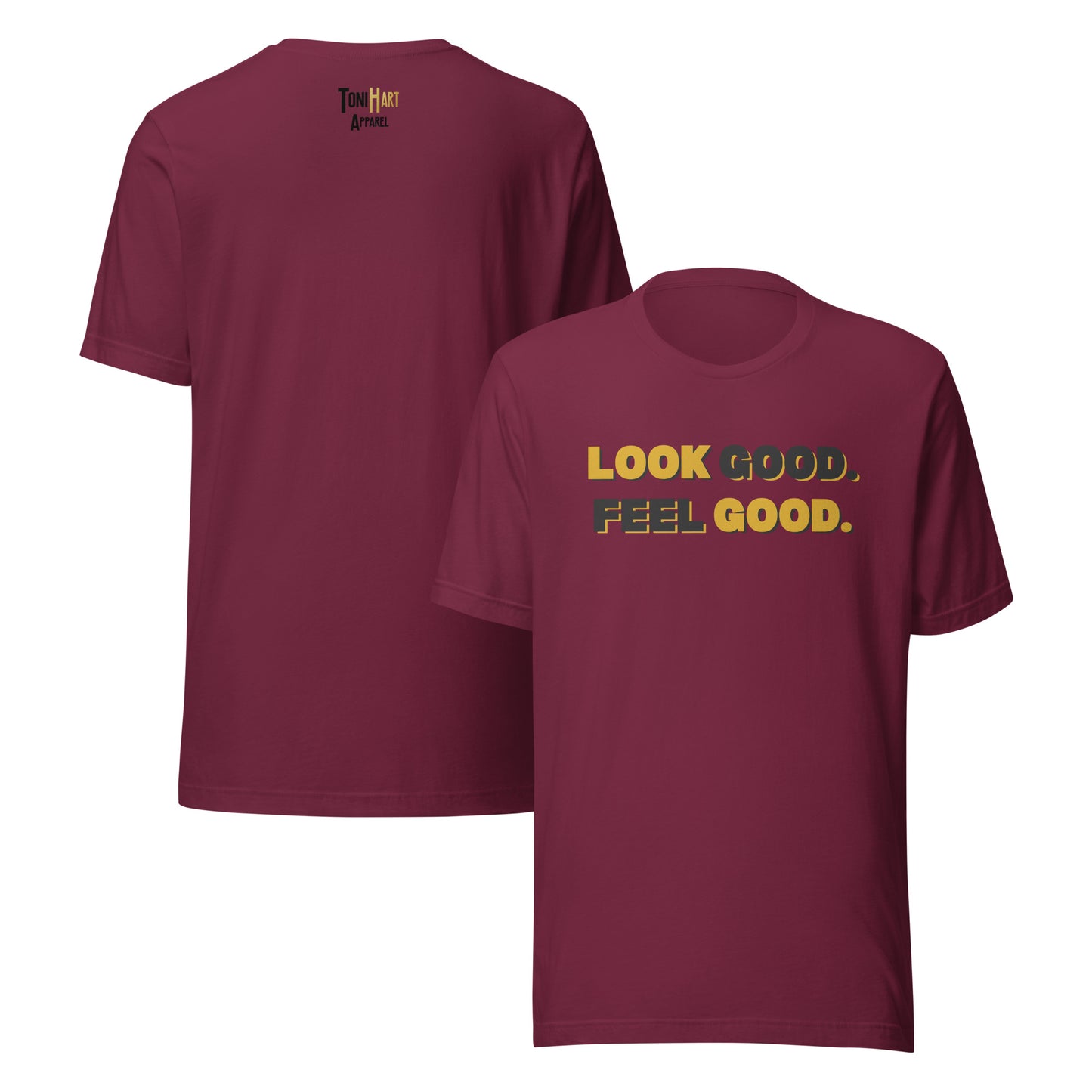 Look Good. Feel Good. Block Short sleeved T-Shirt in maroon