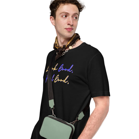 Minimal motivational black graphic t-shirt in script font