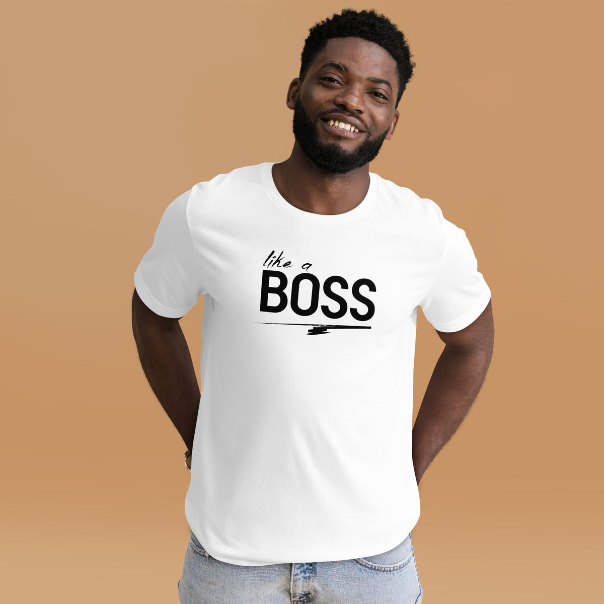 like a BOSS Black Text Plus Size Men's Graphic Tee | Motivational Streetwear Shirt