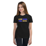 Load image into Gallery viewer, Kids Look Good. Feel Good. Block Short sleeved T-Shirt in black
