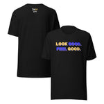 Load image into Gallery viewer, Look Good. Feel Good. Block Short sleeved T-Shirt in black
