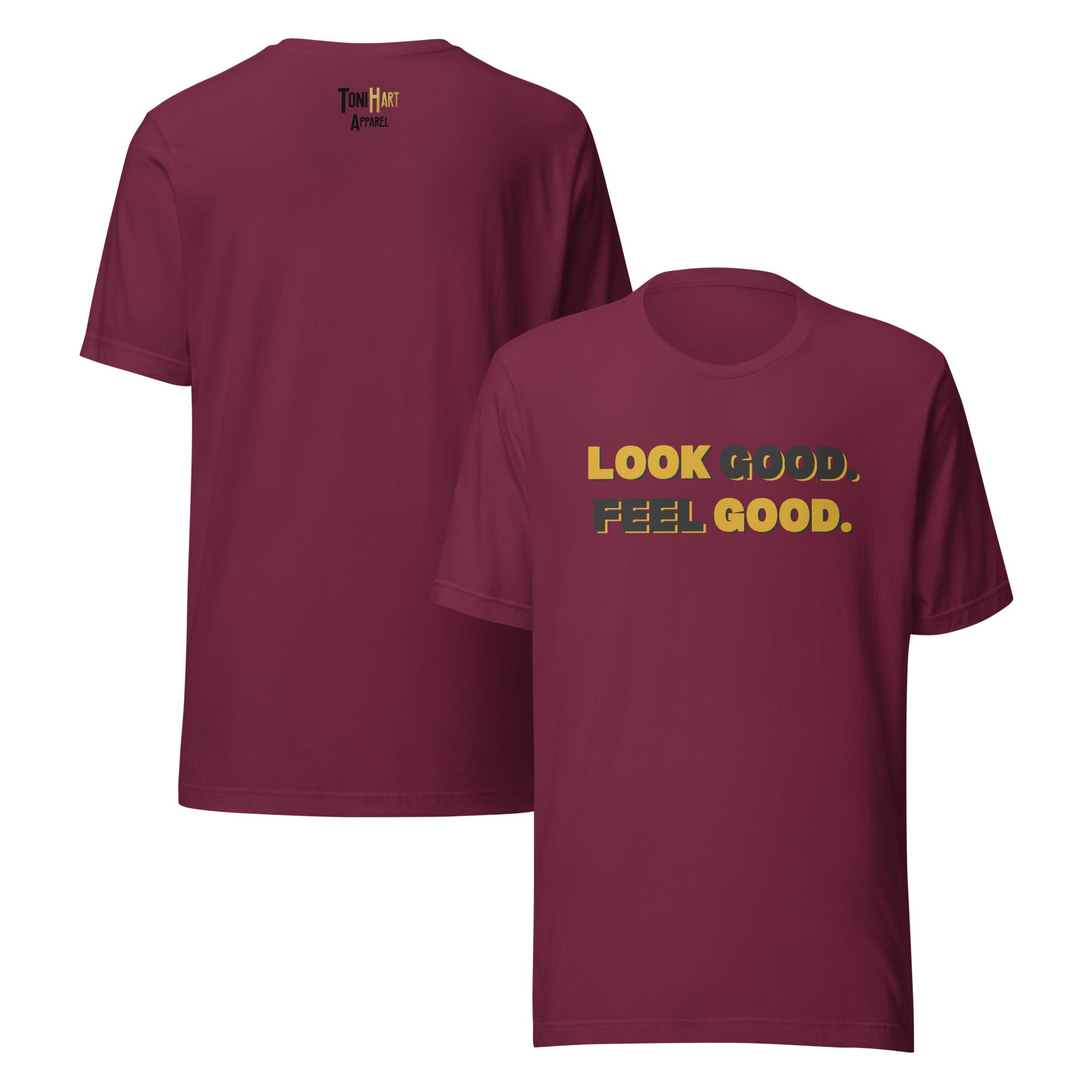 Look Good. Feel Good. Block Short sleeved T-Shirt in maroon
