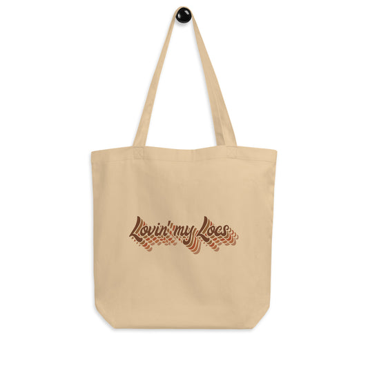 Lovin' my Locs natural colored tote bag with two shoulder straps