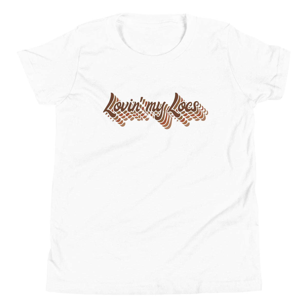 Lovin' my Locs short sleeved girls t-shirt in white flat lay