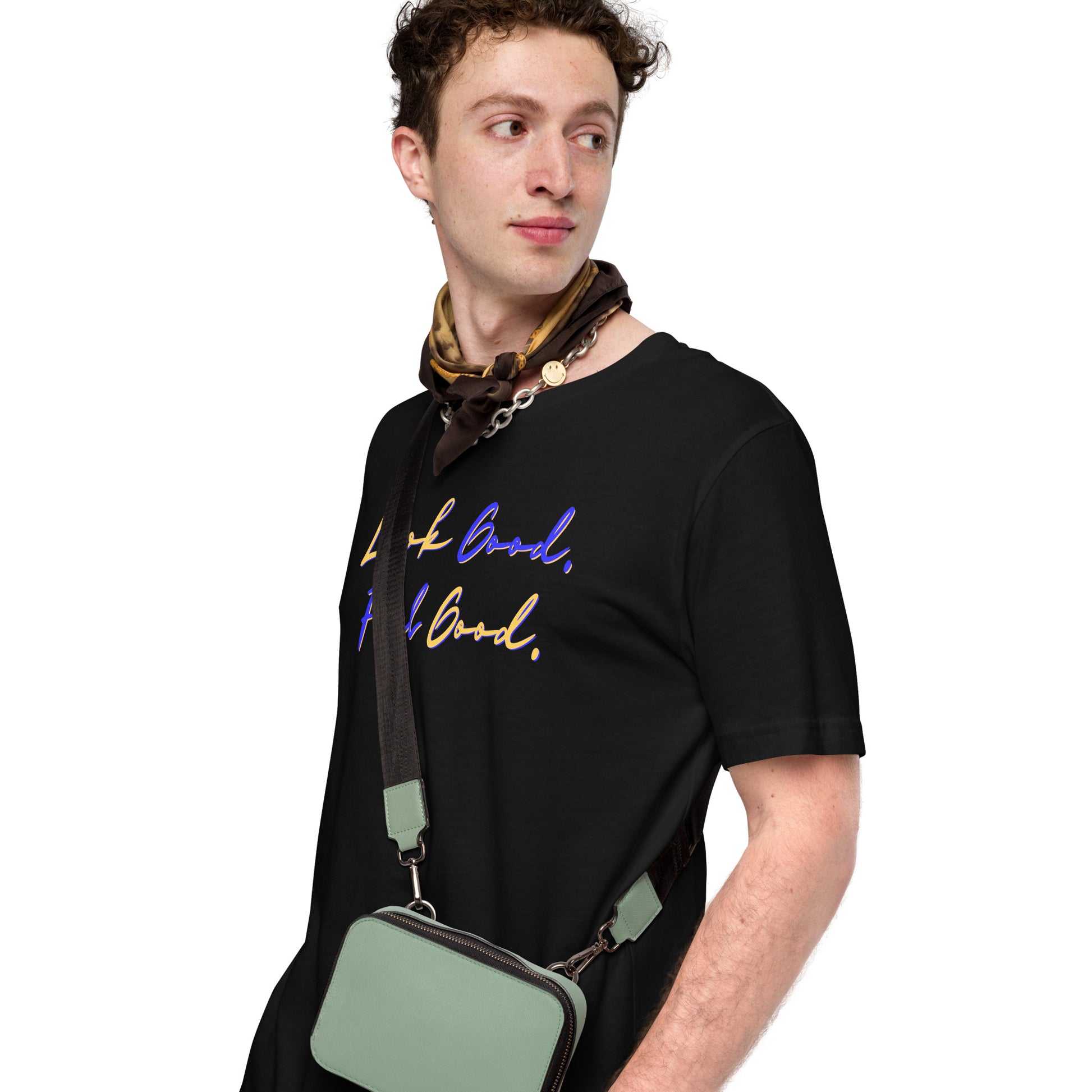 Minimal motivational black graphic t-shirt in script font
