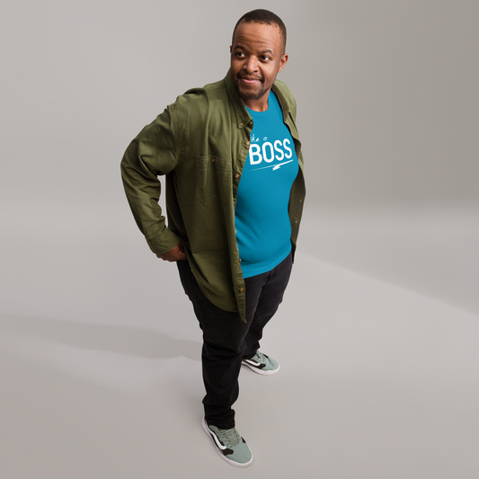 Like a BOSS White Text Plus Size Men's Graphic Tee | Motivational Streetwear Shirt