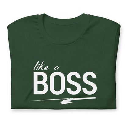 like a BOSS White Text Men's Graphic Tee | Motivational Streetwear Shirt