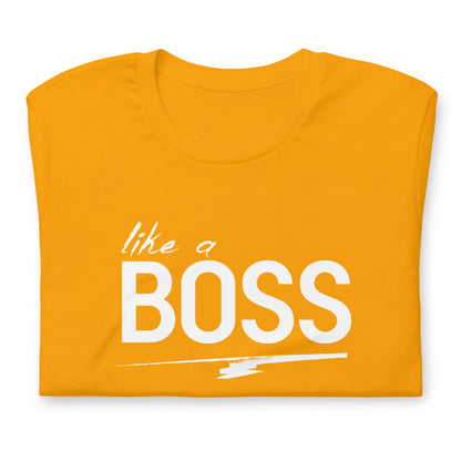 like a BOSS White Text Men's Graphic Tee | Motivational Streetwear Shirt