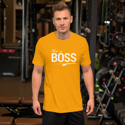 like a BOSS White Text Men's Graphic Tee | Motivational Streetwear Shirt