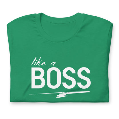 like a BOSS White Text Men's Graphic Tee | Motivational Streetwear Shirt