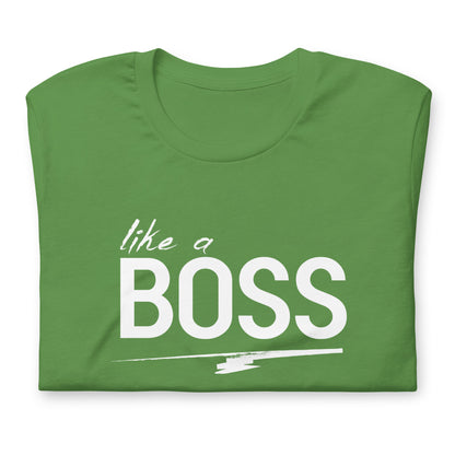like a BOSS White Text Men's Graphic Tee | Motivational Streetwear Shirt