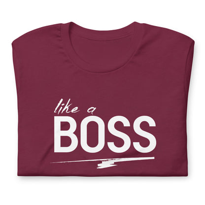 like a BOSS White Text Men's Graphic Tee | Motivational Streetwear Shirt