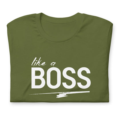 like a BOSS White Text Men's Graphic Tee | Motivational Streetwear Shirt