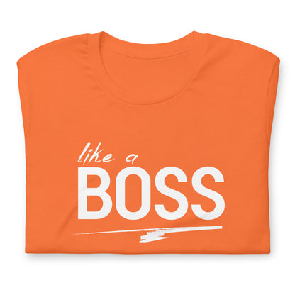 like a BOSS White Text Men's Graphic Tee | Motivational Streetwear Shirt