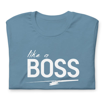 like a BOSS White Text Men's Graphic Tee | Motivational Streetwear Shirt