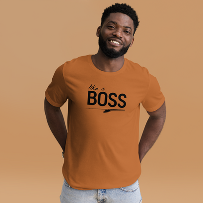 like a BOSS Black Text Plus Size Men's Graphic Tee | Motivational Streetwear Shirt
