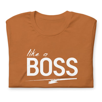 like a BOSS White Text Men's Graphic Tee | Motivational Streetwear Shirt